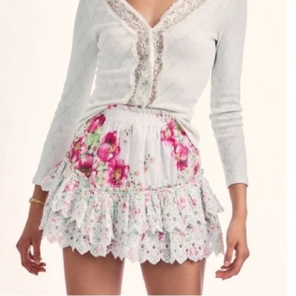 LoveShackFancy Cairo Skirt - Garden Glow Pink